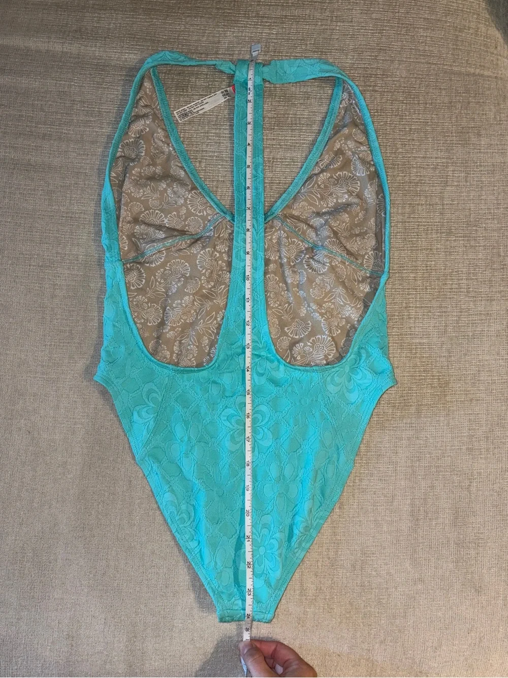 Free People Free-est Rue One Piece Swimsuit High Cut Halter Aqua Blue Medium NEW